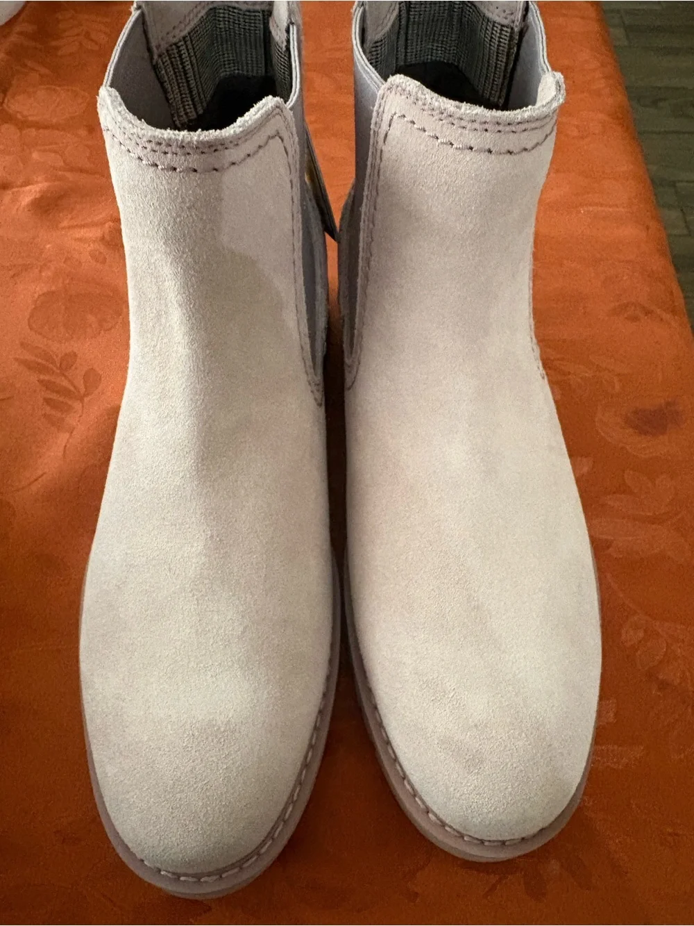 Ariat Women's Light Beige/Pink Suede Chelsea Ankle Boots